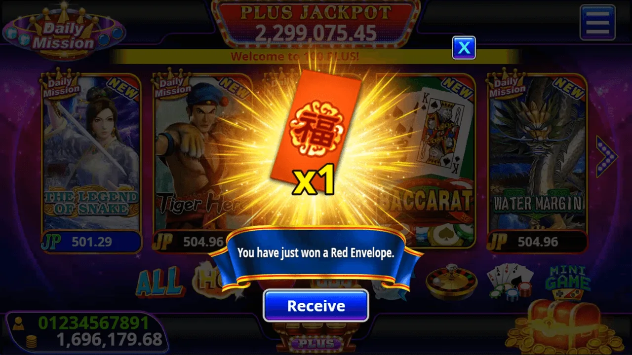 100plus Casino Banner Win a red envelope daily!